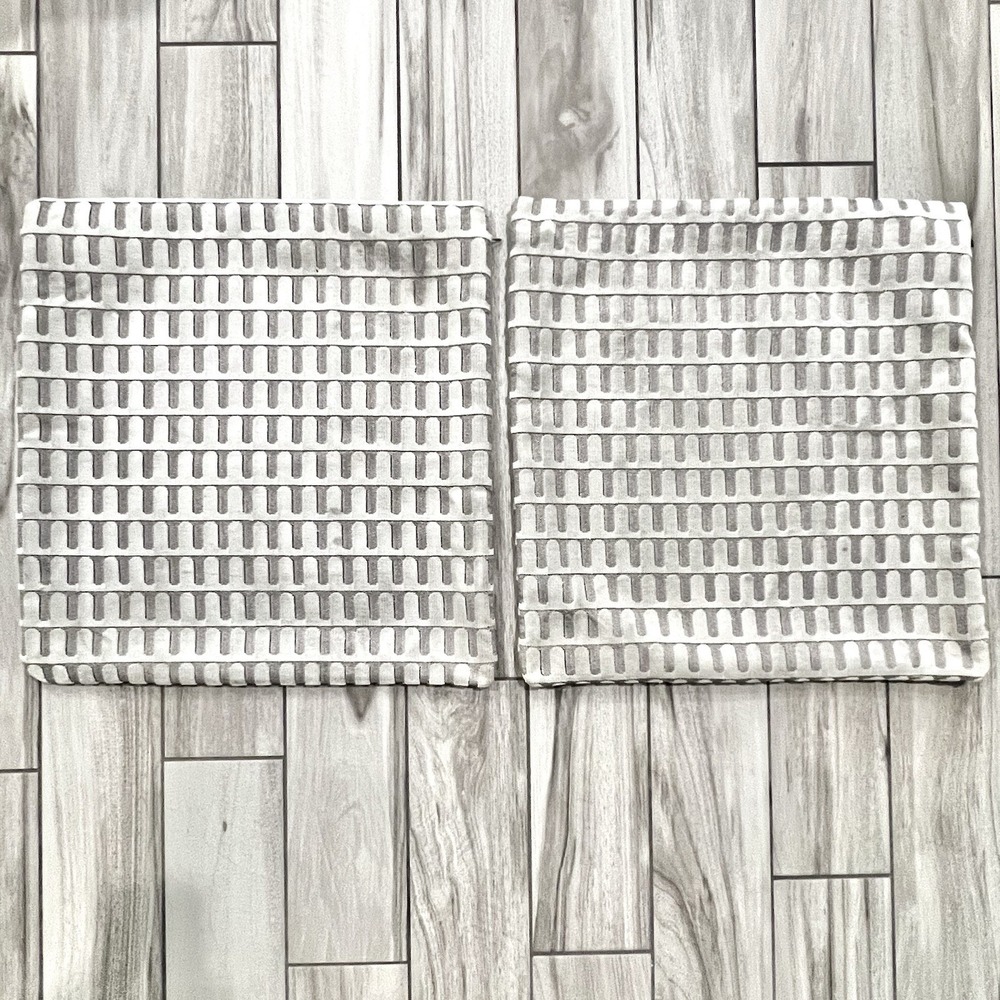 Two West Elm Cut Velvet Archways Pillow Covers  20"x20" White/Gray